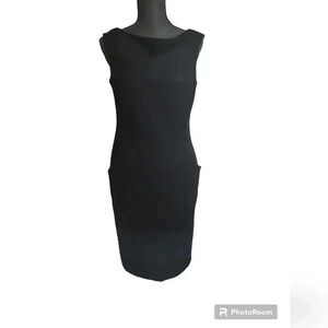 Bill Blass wool/cashmere hombre sleeveless mini shift dress